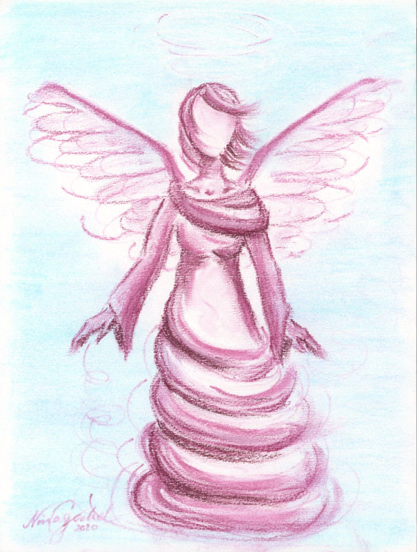 original pastellkreide zeichnung engel der klarheit