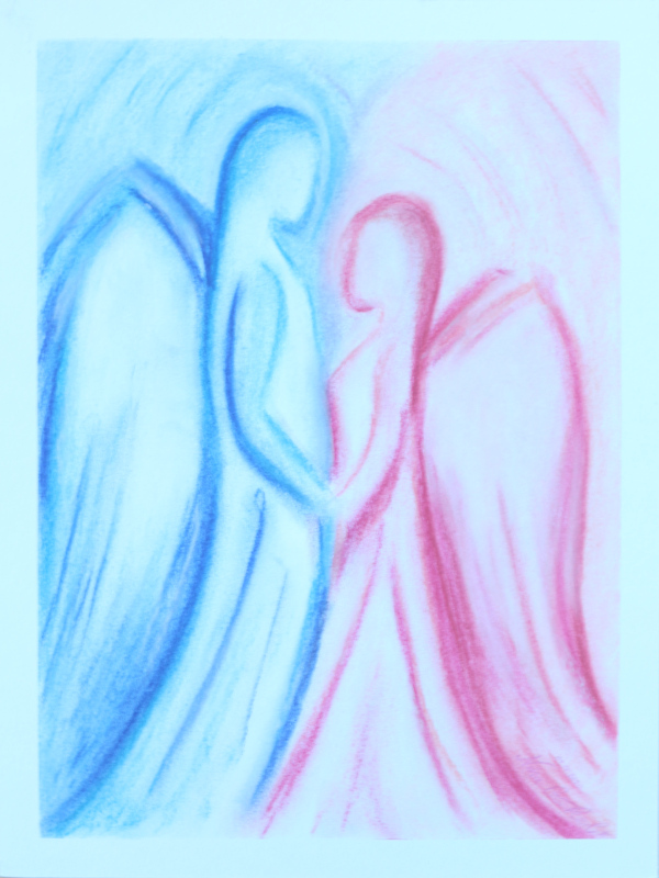 pastellkreide auftragsmalerei engelpaar bettina